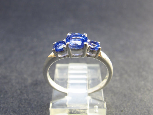 Natural Blue Tanzanite (Zoisite) Crystal Sterling Silver Ring From Tanzania - 1.65 Grams- Size 6.5
