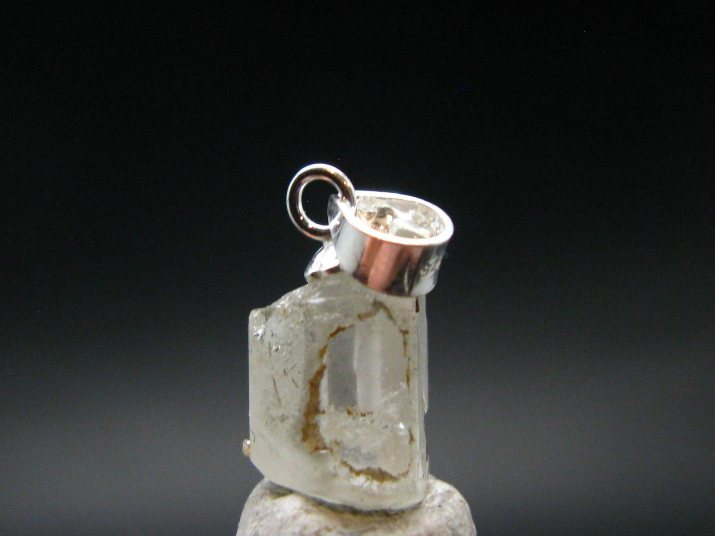 Phenakite Phenacite Silver Pendant from Burma Myanmar - 0.7 Inches - 0.92 Grams
