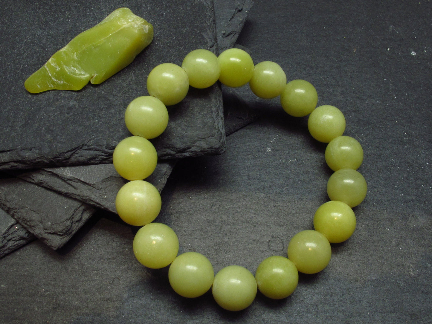 Healerite Serpentine Genuine Bracelet ~ 7 Inches ~ 12mm Round Beads
