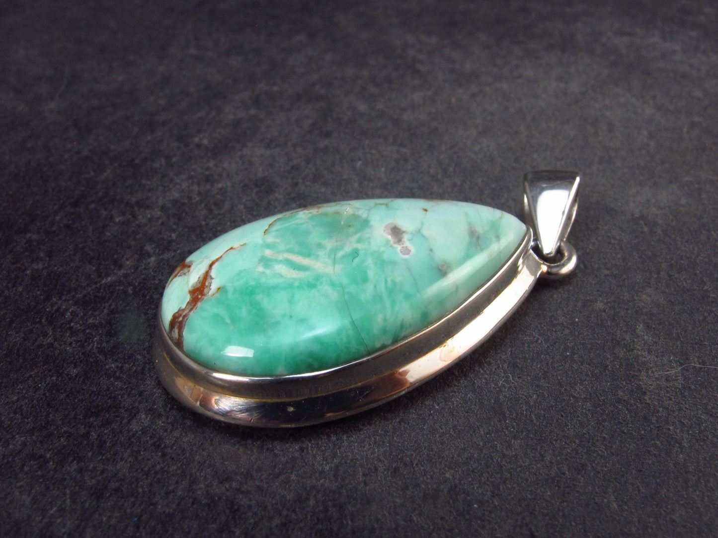 Rare Variscite Sterling Silver Pendant from Utah - 1.5" - 6.80 Grams
