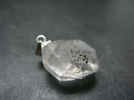 Fine Natural Herkimer Diamond Silver Pendant From New York - 0.9" - 2.86 Grams