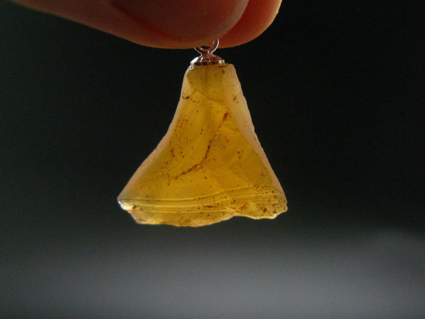 Raw Fire Opal Sterling Silver Pendant From Mexico - 1.1" - 2.21 Grams
