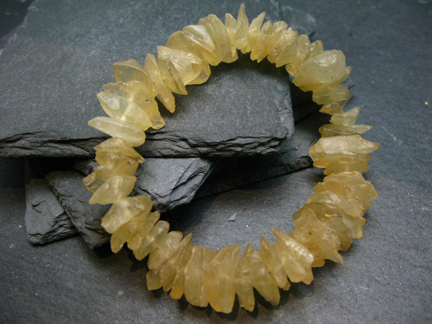 Libyan Tektite Glass Genuine Bracelet ~ 7 Inches ~ 15mm Raw Beads