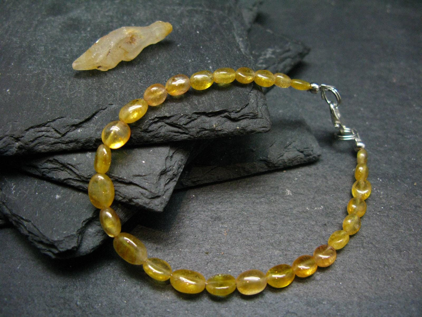 Yellow Sapphire Genuine Bracelet ~ 7 Inches ~ 6mm Oval Beads