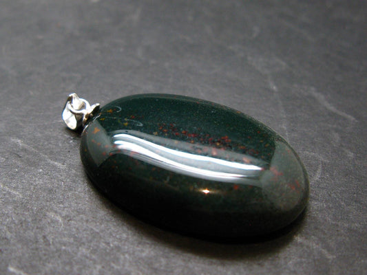 Bloodstone Silver Pendant From India - 1.4" - 7.38 Grams