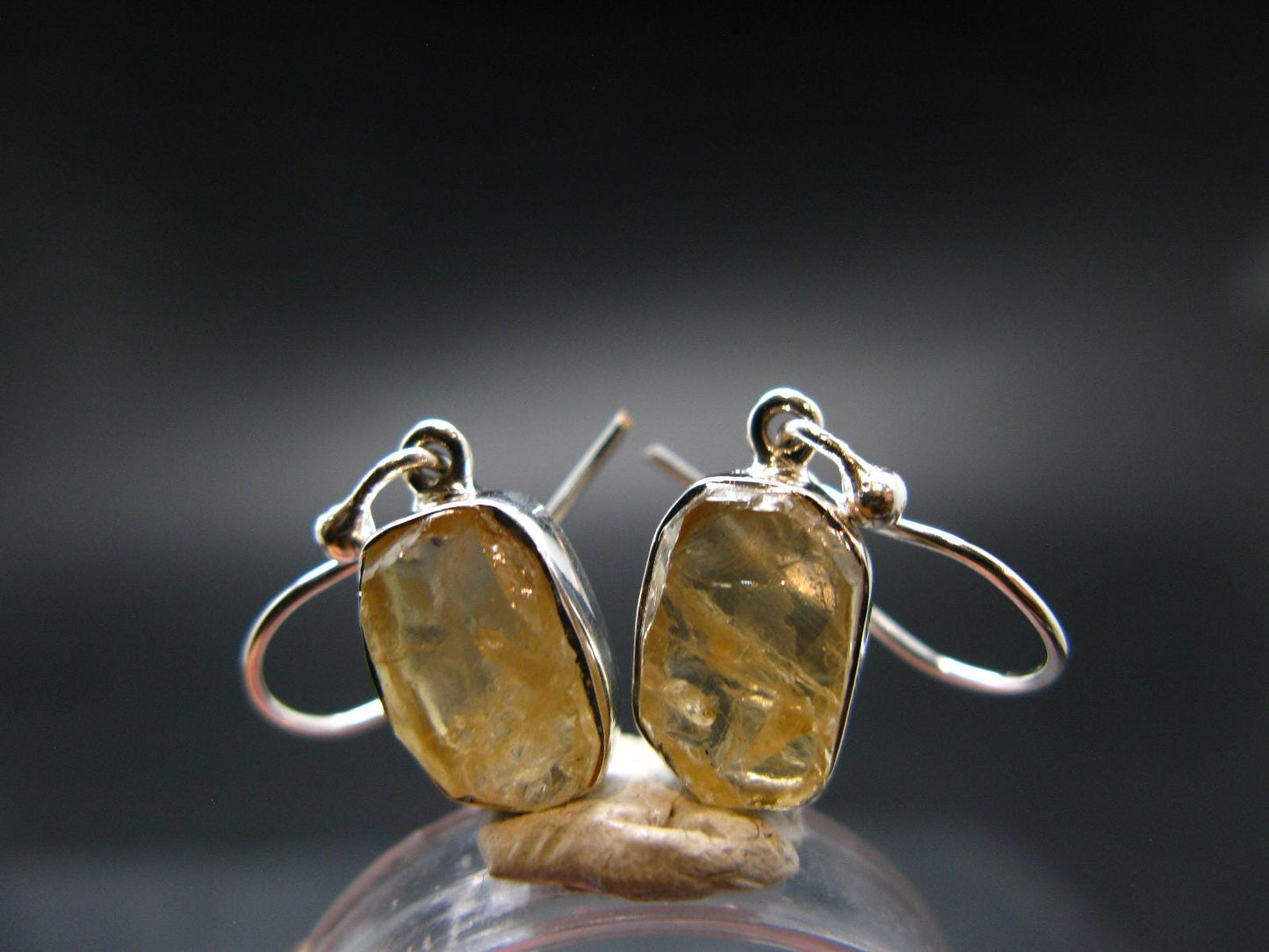 Rare Agni Gold Danburite Silver Earrings From Tanzania - 2.77 Grams - 1.1"