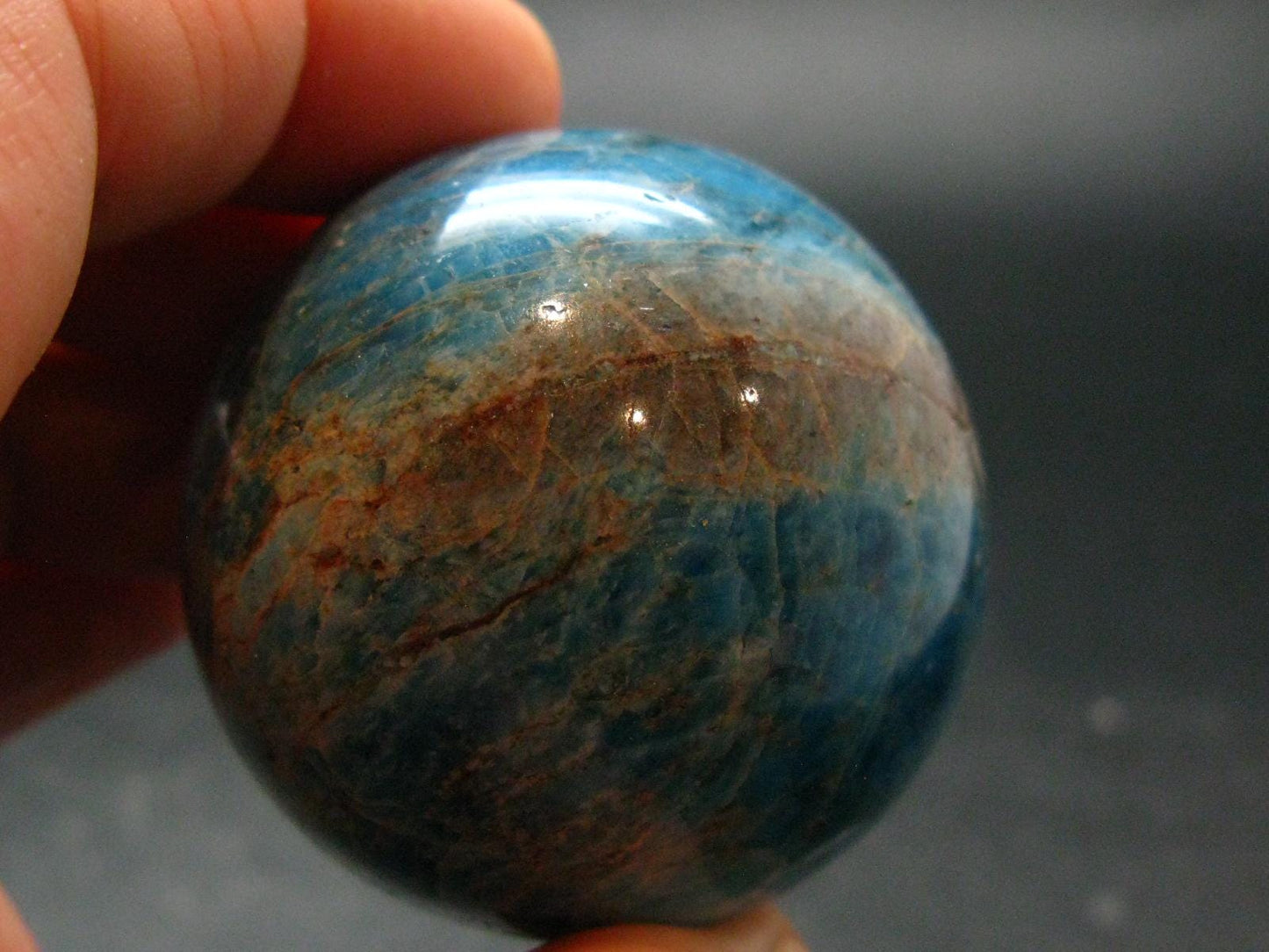 Large neon blue Apatite sphere from Madagascar- 152.21 - 1.7"