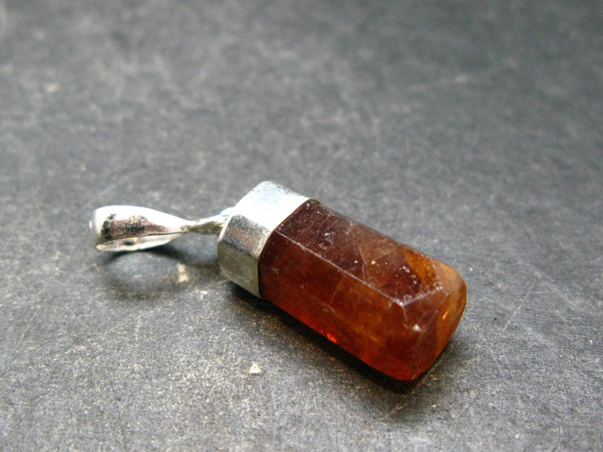 Gem Hessonite Garnet Crystal Silver Pendant from Canada - 1.2" - 3.84 Grams