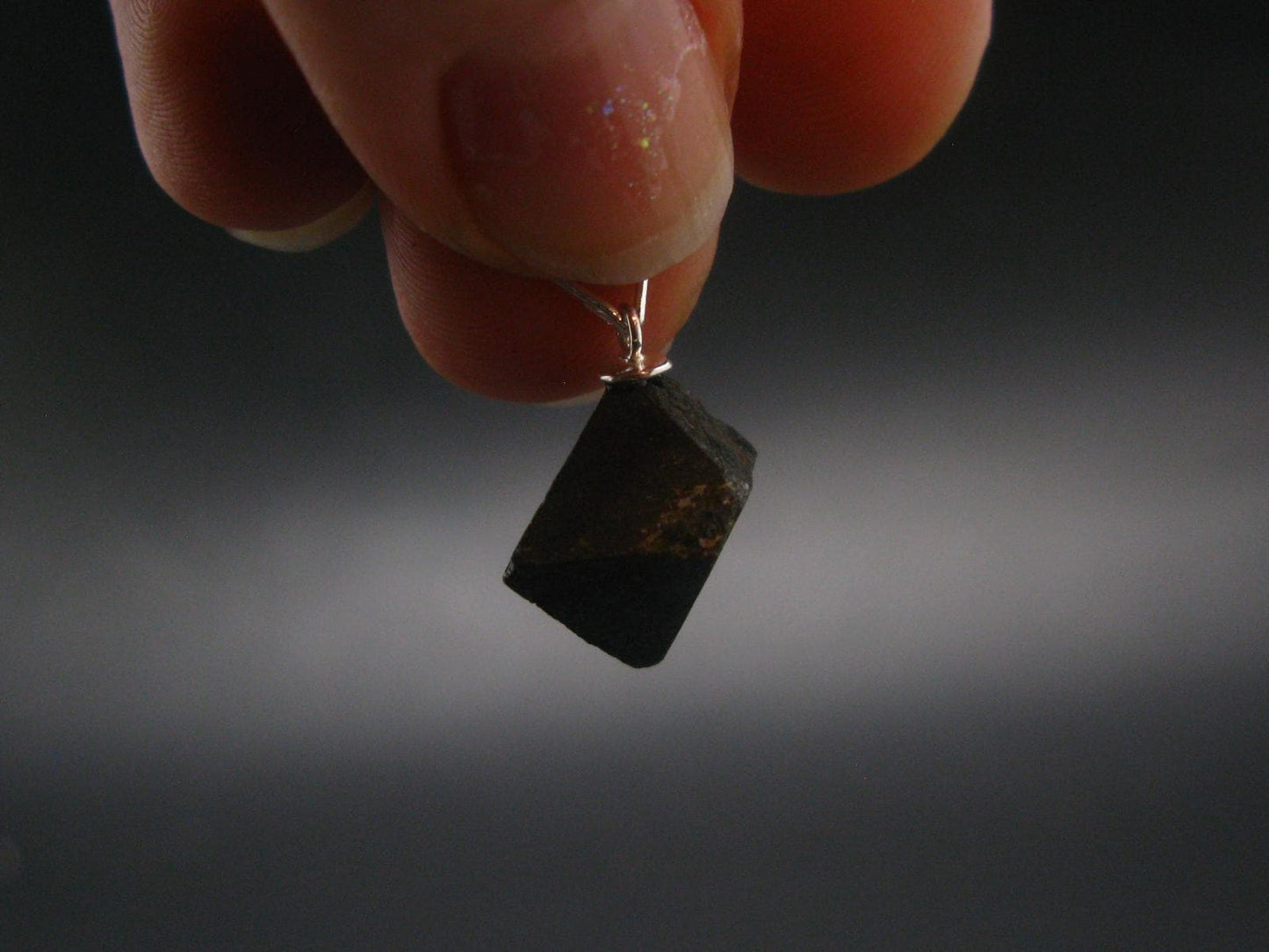 Magnetite Crystal Silver Pendant From Bolivia - 0.8" - 3.20 Grams