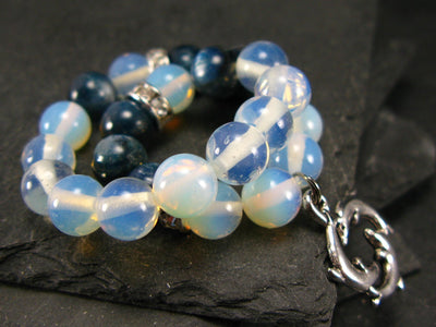 Blue Kyanite & Opalite Genuine Bracelet ~ 7 Inches ~ 8mm Round Beads