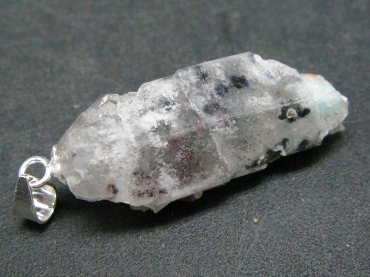Rare Ajoite In Terminated Quartz Crystal Silver Pendant from South Africa - 1.3" - 3.3 Grams