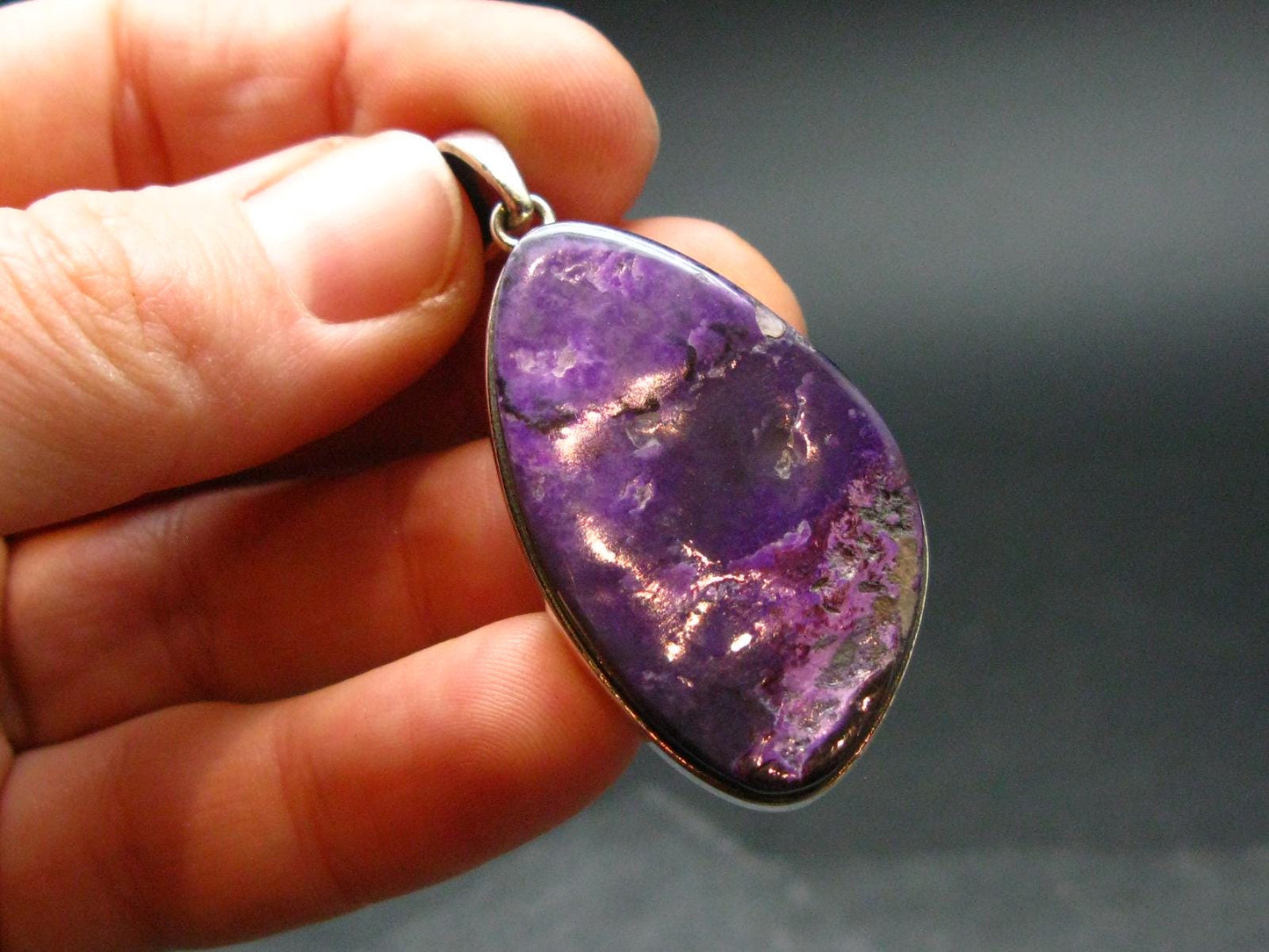 Sugilite Silver Pendant From South Africa - 1.9"