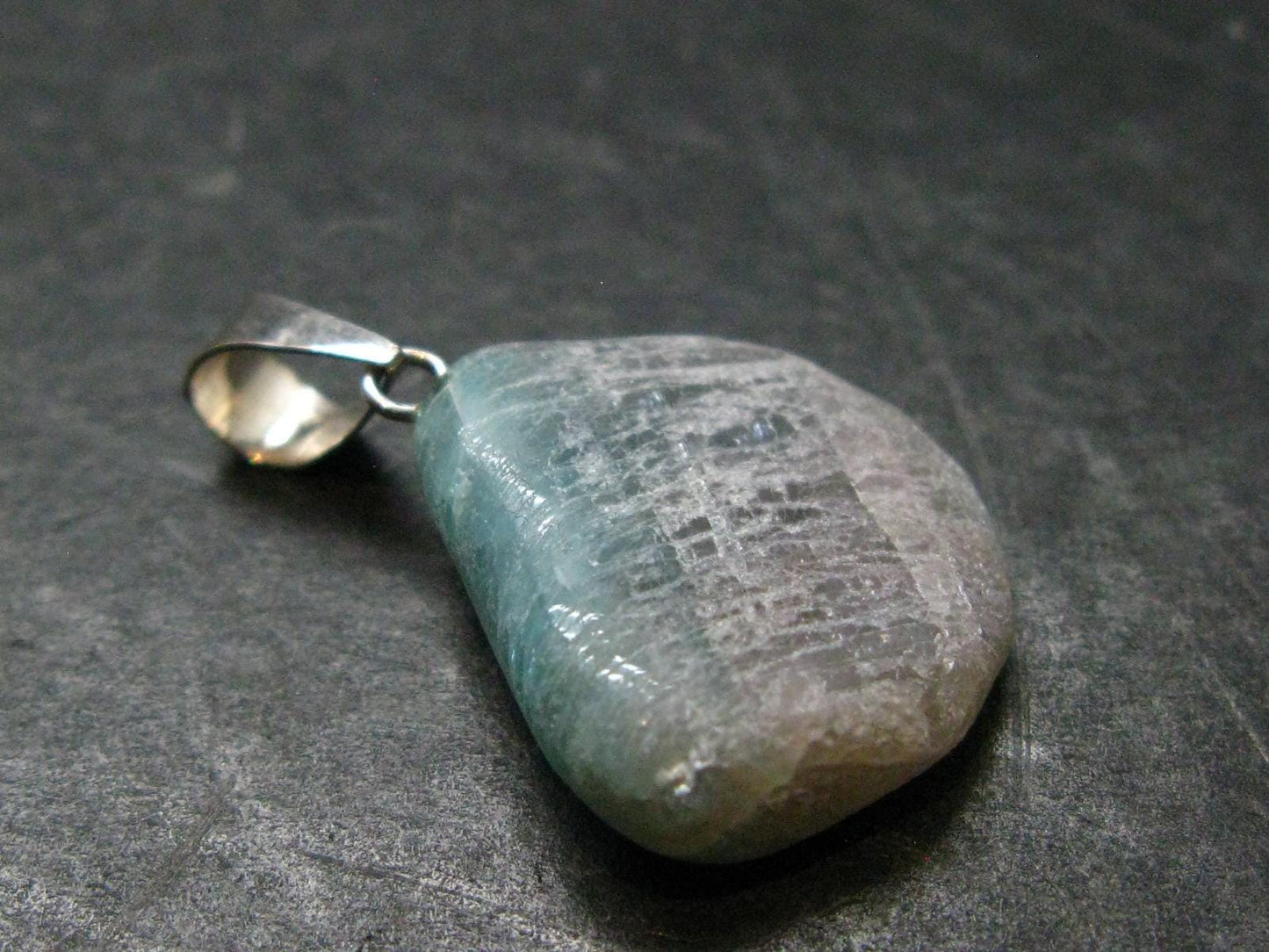 Rarest Paraiba Copper Blue Tourmaline Crystal Silver Pendant From Brazil - 1.1" - 3.18 Grams