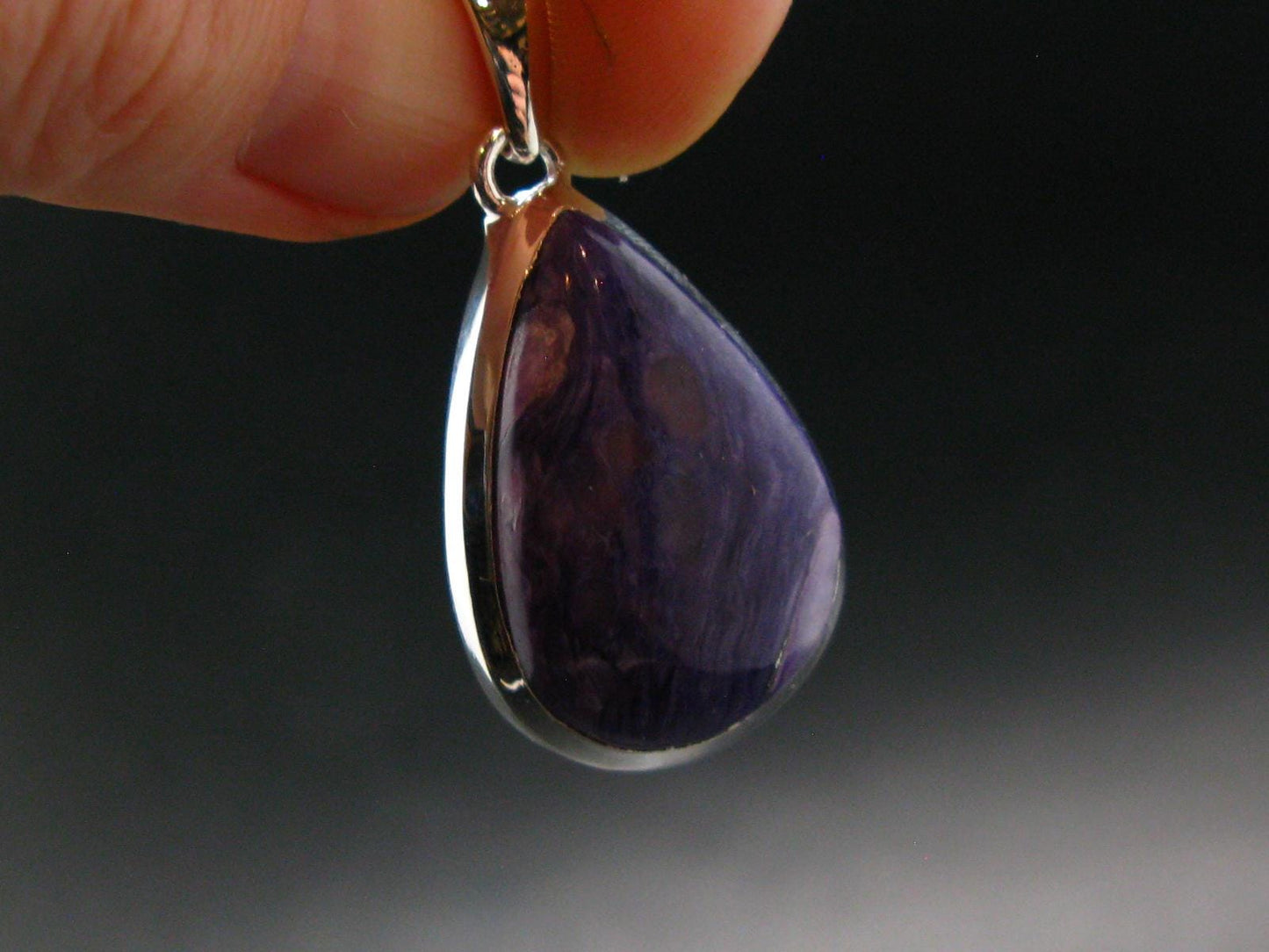Rare High-Quality Charoite Silver Plated Pendant From Russia - 1.5" - 8.02 Grams