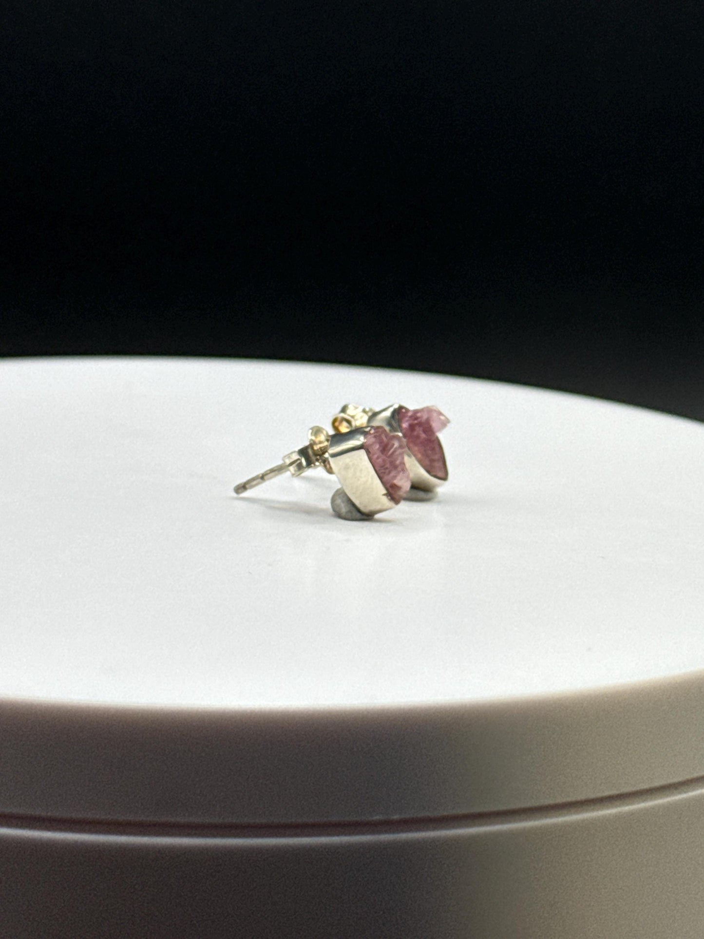 Pezzottaite Sterling Silver Stud Earrings – Natural Rare Pink Gemstone