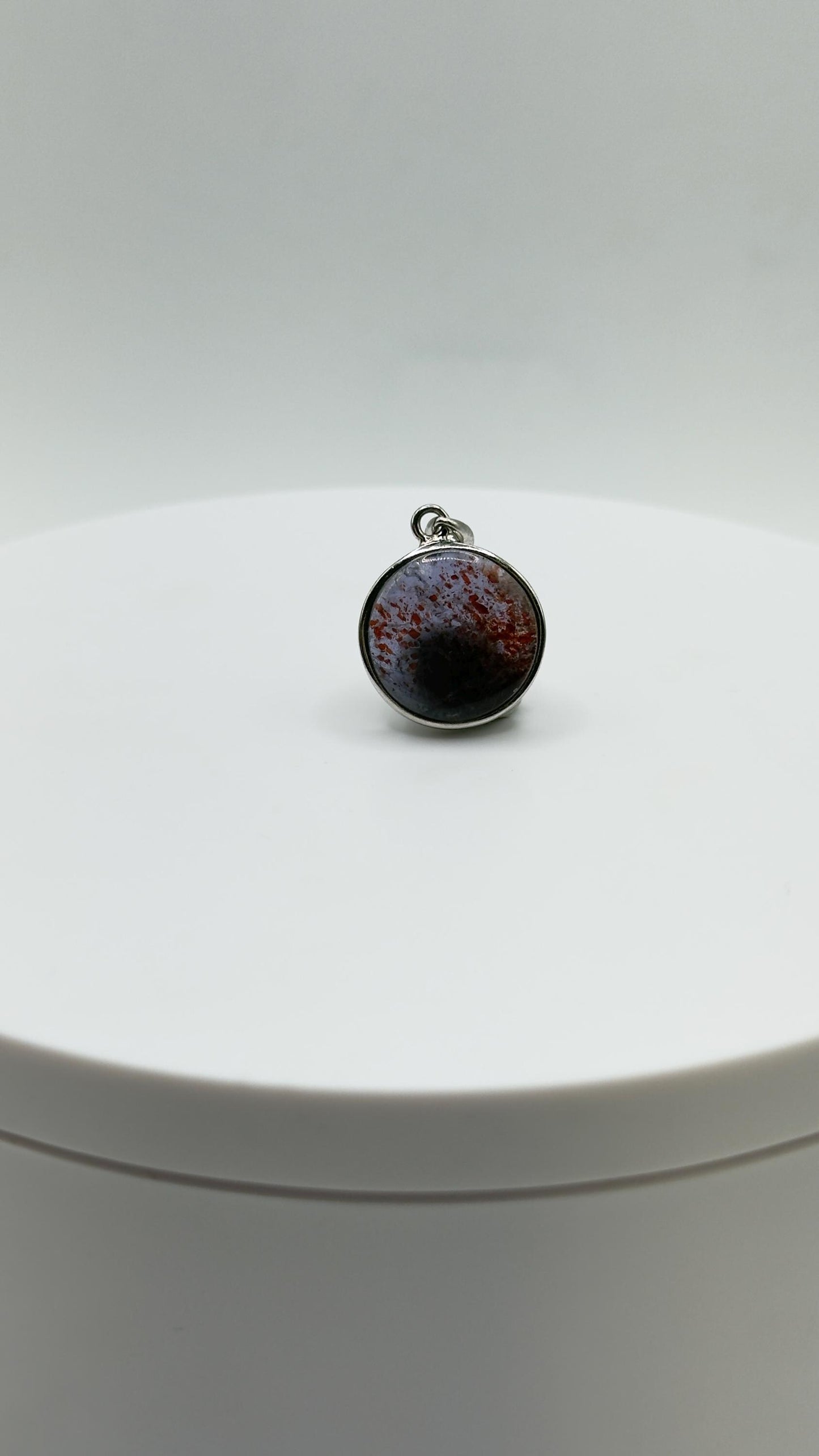 Lattice Sunstone Pendant Natural Gemstone Silver Necklace Red Green Stone Healing Crystal Jewelry Gift