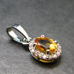 Yellow Citrine Gem Facetted Sterling Silver Pendant From Brazil With CZ - 0.7" - 1.20 Grams