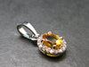 Yellow Citrine Gem Facetted Sterling Silver Pendant From Brazil With CZ - 0.7" - 1.20 Grams