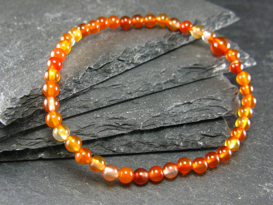 Carnelian Genuine Bracelet ~ 7 Inches ~ 4mm Round Beads