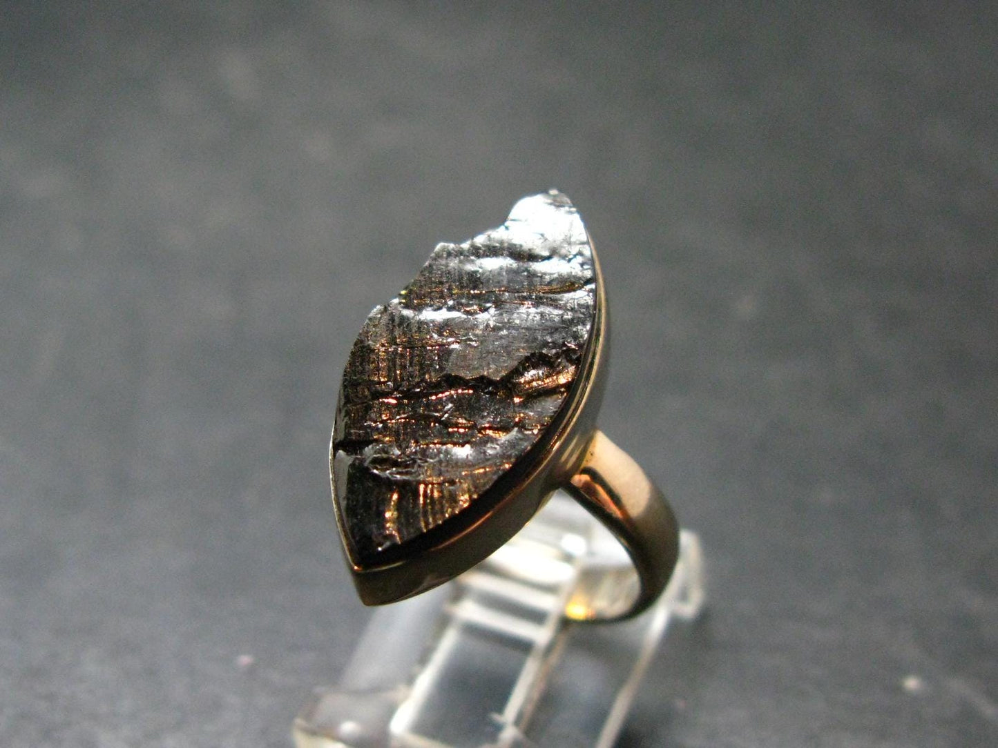 Unpolished Elite Shungite Silver Ring from Russia - Size 6 - 4.52 Grams