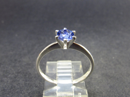 Natural Faceted Blue Tanzanite (Zoisite) Crystal Sterling Silver Ring From Tanzania - 1.68 Grams - Size 8.25