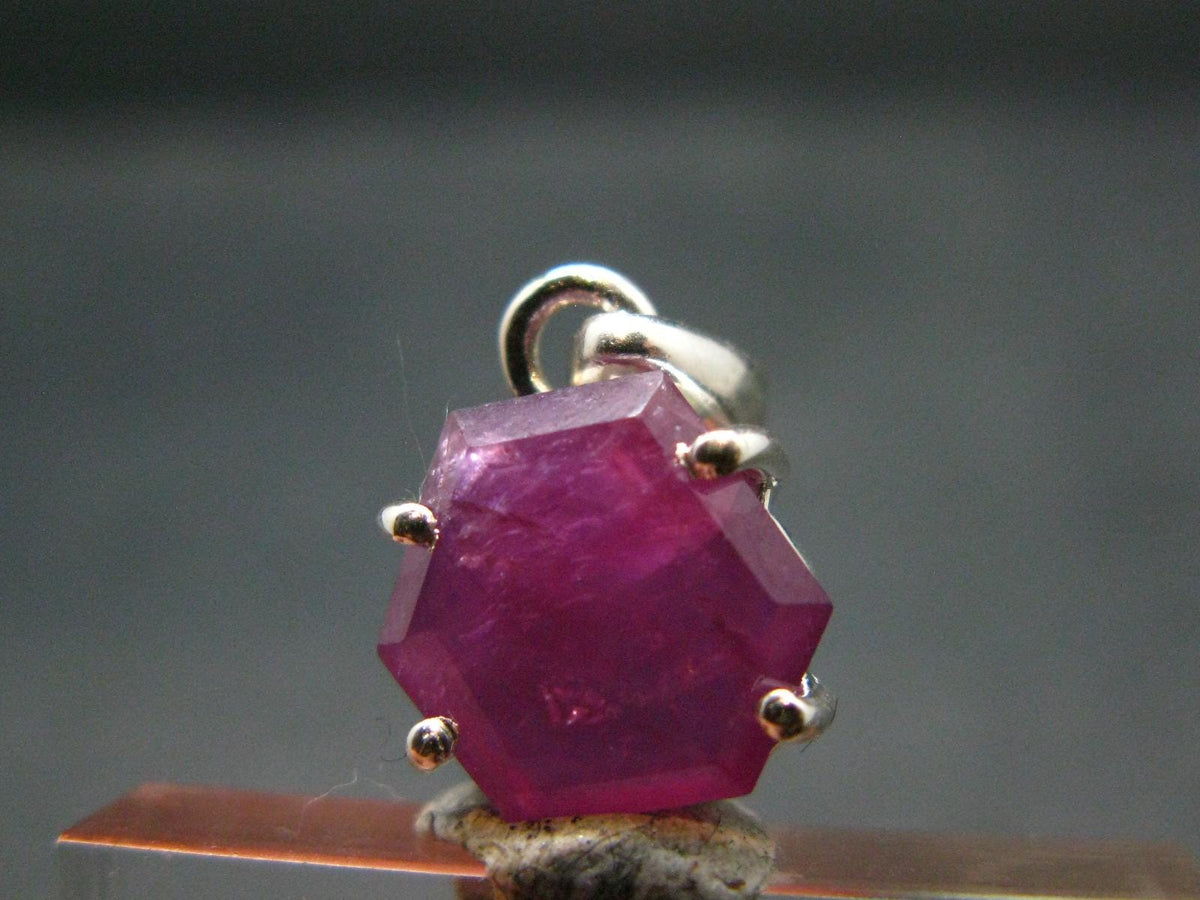 Ruby Crystal Silver Pendant from Africa - 0.6" - 1.47 Grams