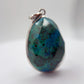 Natural Chrysocolla Pendant Blue Green Gemstone Silver Necklace Healing Crystal Jewelry Gift