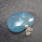 Lemurian Aquatine Blue Calcite Silver Heart Pendant from Argentina - 1.2" - 9.75 Grams