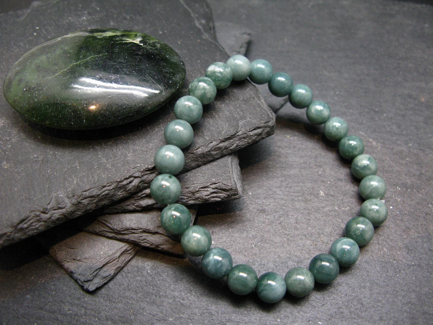 Guatemala Jade Jadeite Genuine Bracelet ~ 7 Inches ~ 8mm Round Beads