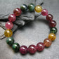 AAA Grade Gem Watermelon Bicolor Tourmaline Genuine Bracelet ~ 7 Inches ~ 12mm Round Beads