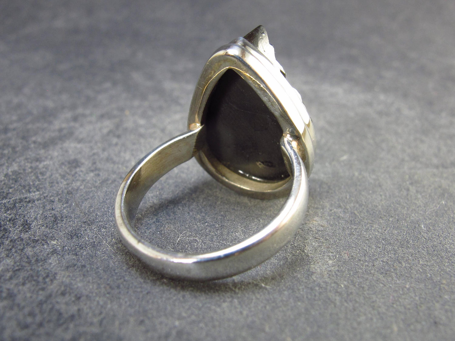 Unpolished Elite Shungite Silver Ring from Russia - Size 7 - 6.02 Grams