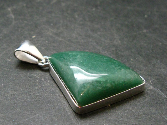 Natural Green Aventurine Silver Plated Pendant From Brazil - 7.88 Grams