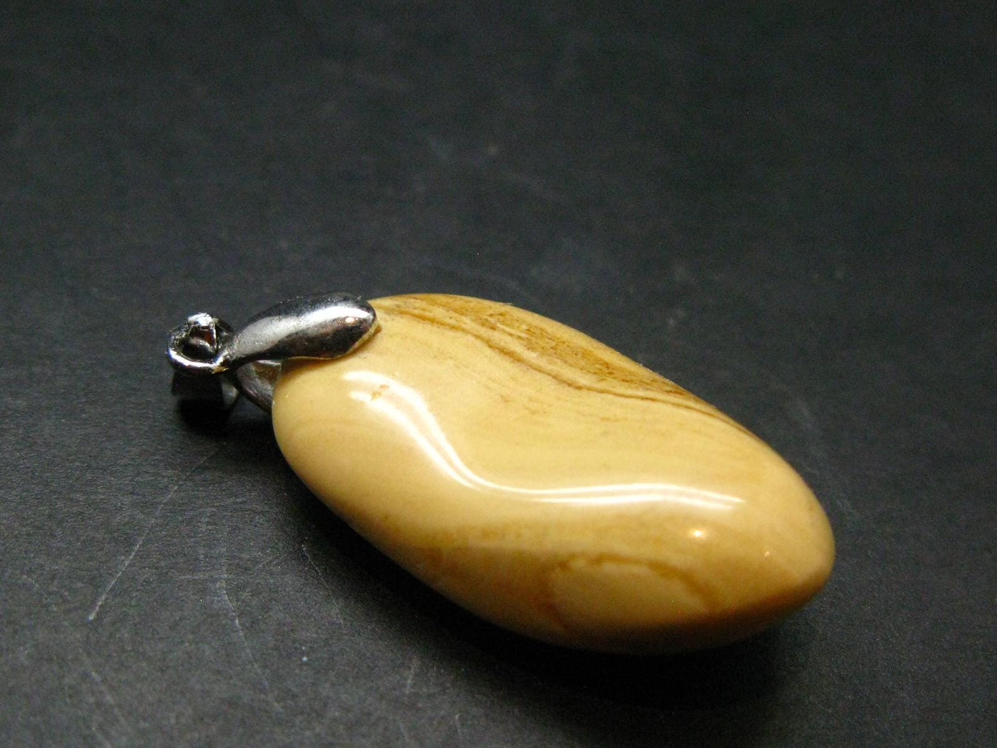Amber Tumbled Silver Pendant From Poland - 1.5" - 2.80 Grams