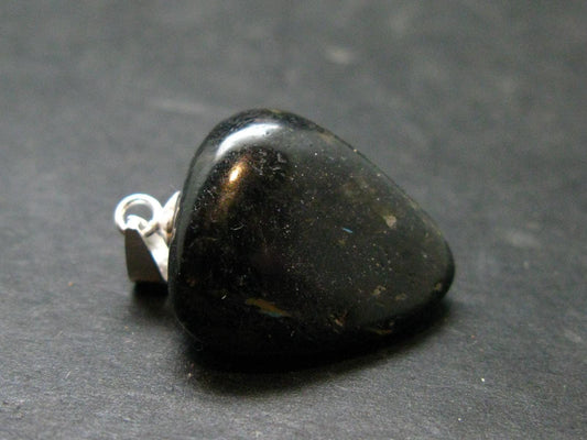Very Rare Sterling Silver Nuumite Nuummite Pendant From Greenland - 1.0" - 4.34 Grams