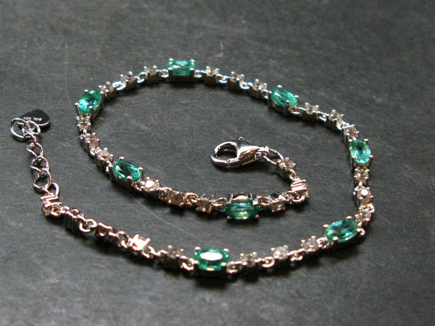 Emerald Silver Bracelet From Colombia - 5.42 Grams Total