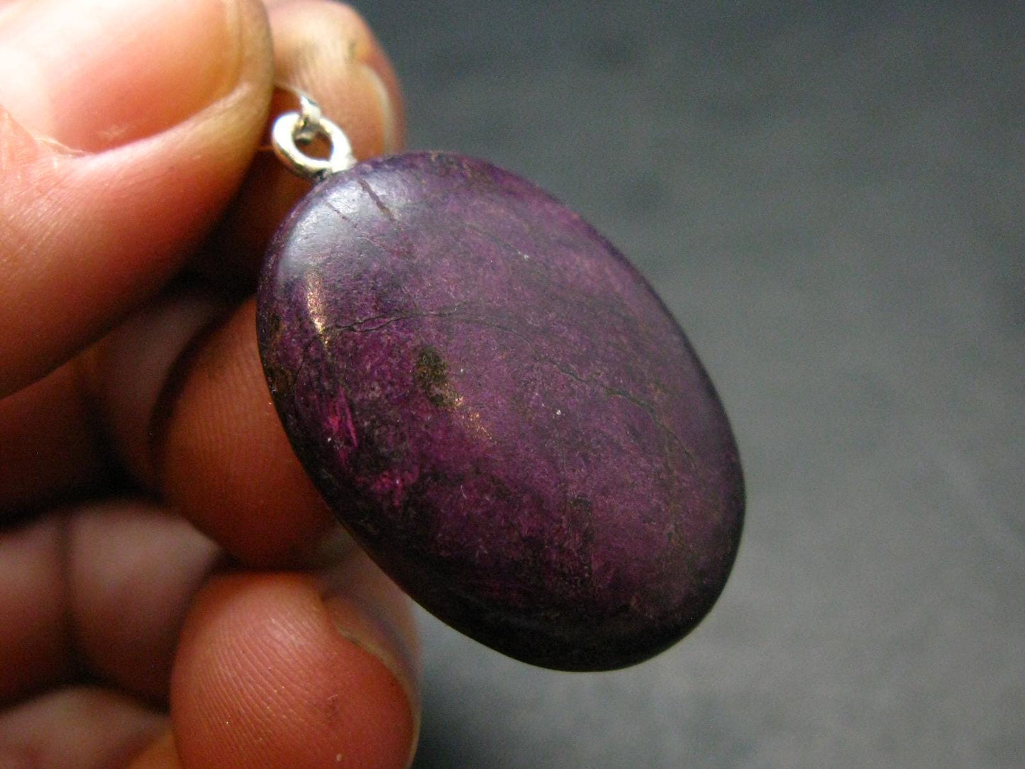 Purple Purpurite Silver Pendant From Namibia - 1.4"