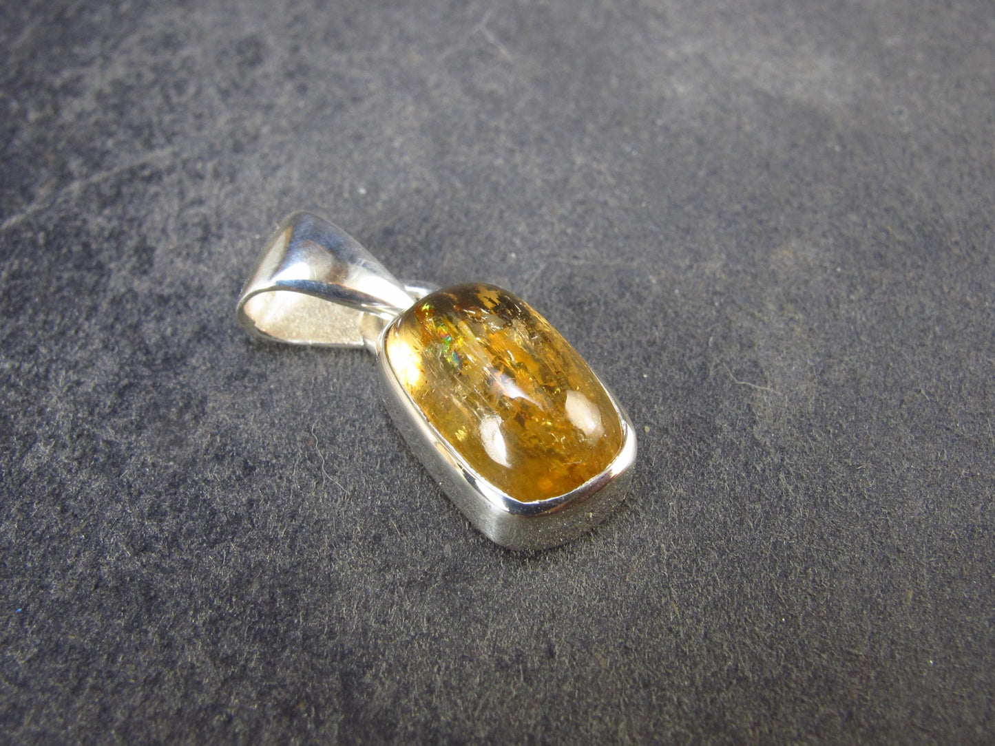 Imperial Topaz Crystal Silver Pendant from Brazil - 0.8" - 2.22 Grams