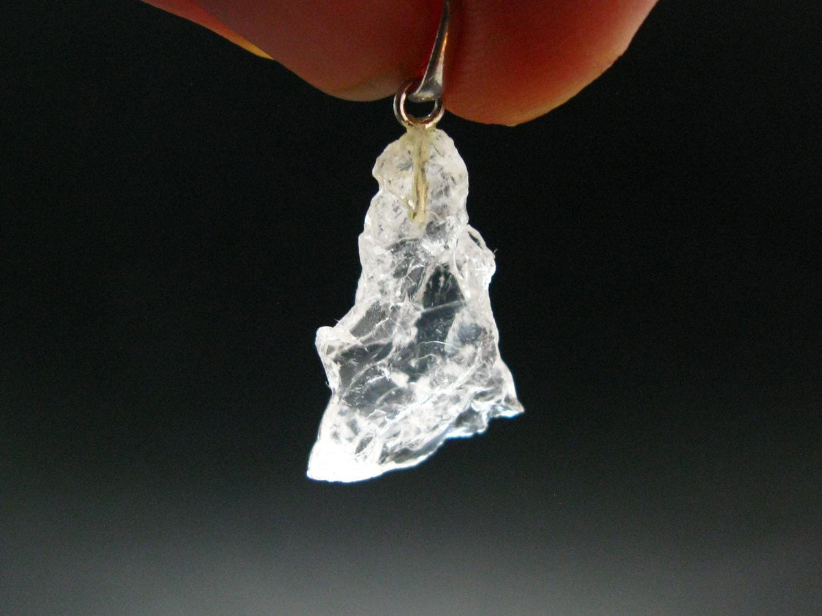 Goshenite Beryl Crystal 925 Silver Pendant From Brazil - 1.1" - 1.59 Grams