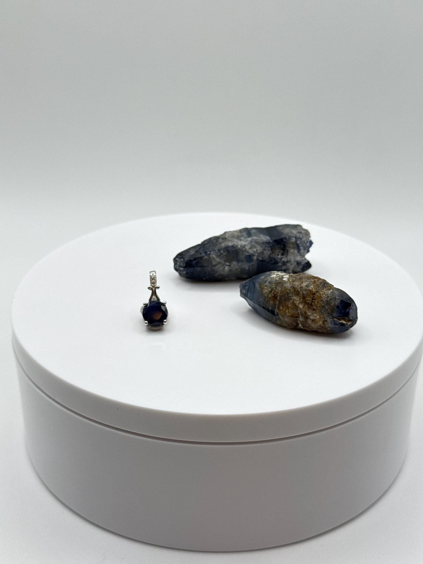 Natural Sapphire Sterling Silver Pendant | September Birthstone Necklace