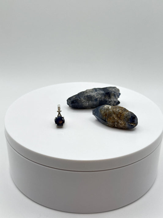 Natural Sapphire Sterling Silver Pendant | September Birthstone Necklace