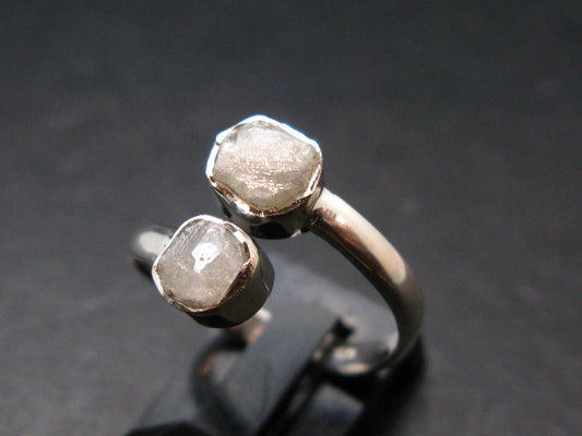 Very Rare White Cryolite 925 Silver Ring from Greenland - Size 8 - 2.47 Grams