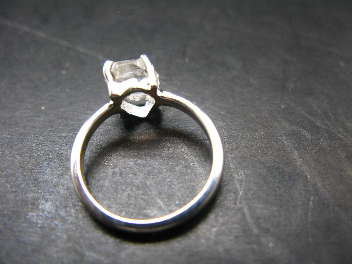 Fine Clear Natural Herkimer Diamond Silver Ring From New York - Size 5 - 2.06 Grams
