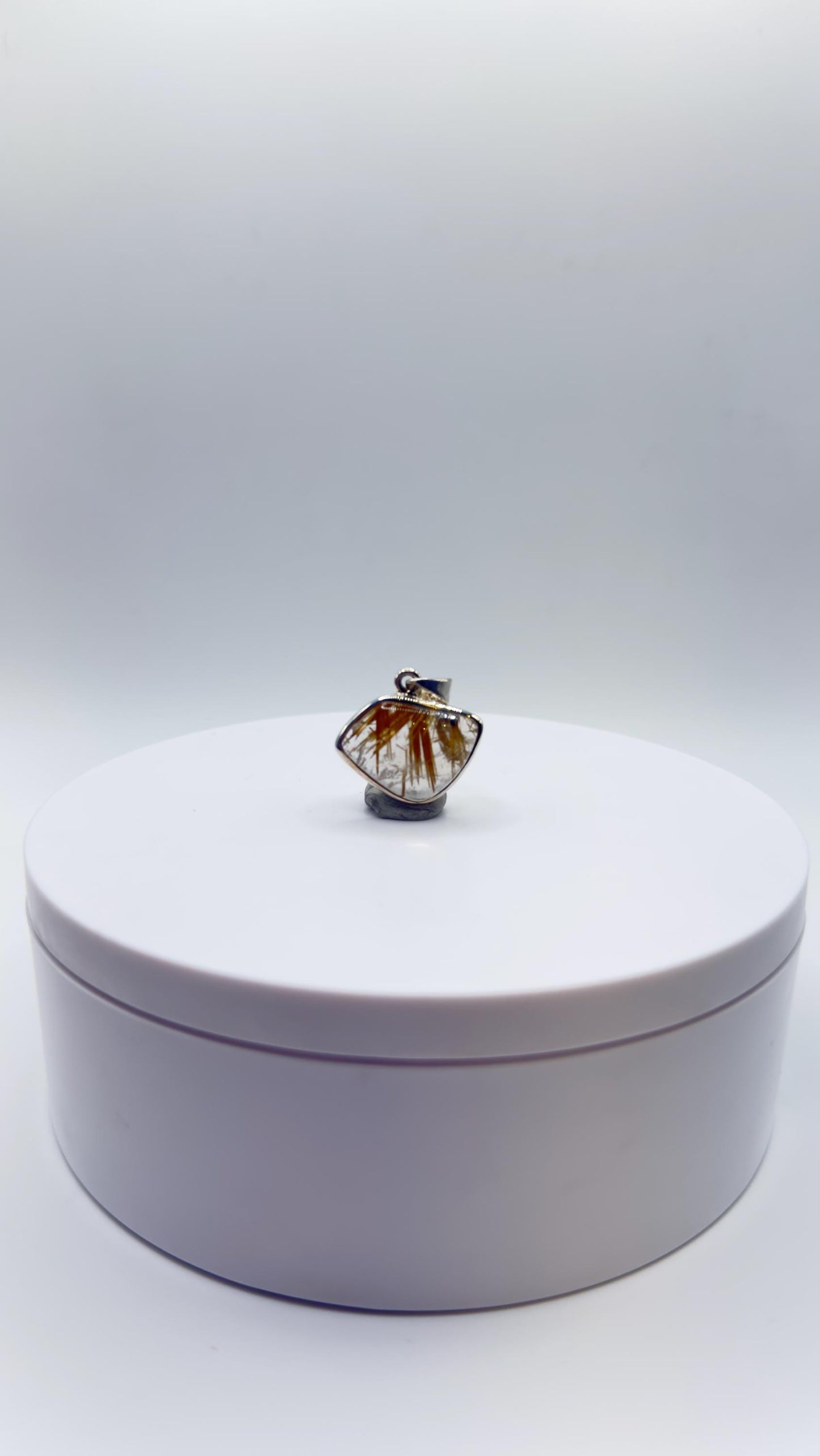 Golden Needle Crystal Pendant in Sterling Silver – Natural Rutilated Gemstone