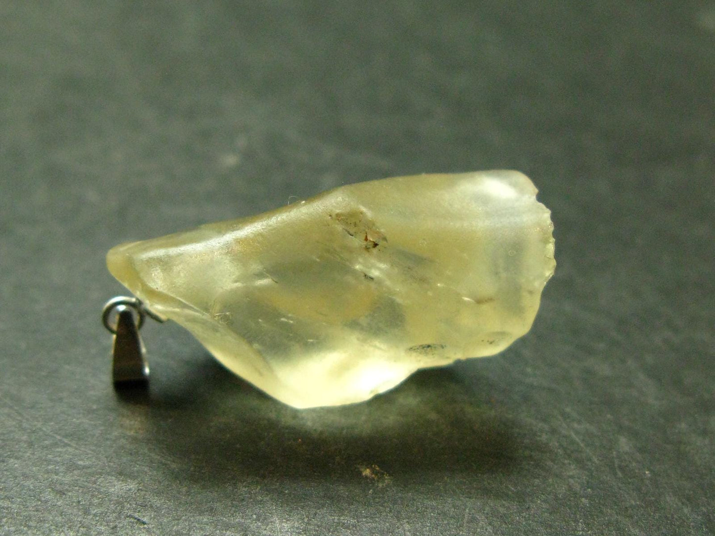 Gem Libyan Desert Glass Tektite Pendant Sterling Silver from Libya - 1.3" - 5.38 Grams