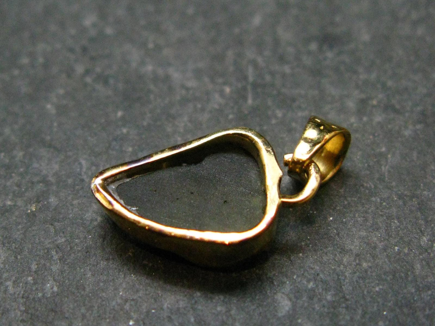 Moldavite Tektite Gold Plated Silver Pendant from Czech Republic - 0.8" - 0.97 Grams