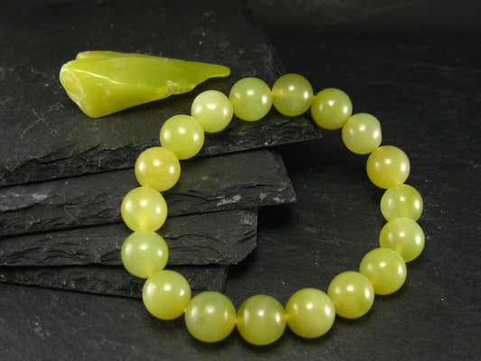 Healerite Serpentine Genuine Bracelet ~ 7 Inches ~ 10mm Round Beads