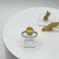 Yellow Sapphire Halo Ring | Sterling Silver, September Birthstone (Size 8)