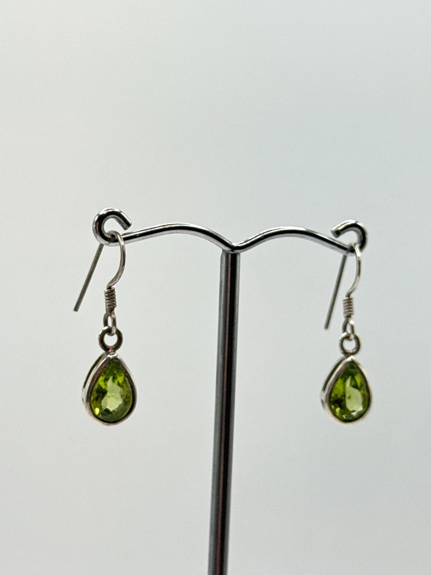 Peridot Teardrop Dangle Earrings | Sterling Silver August Birthstone