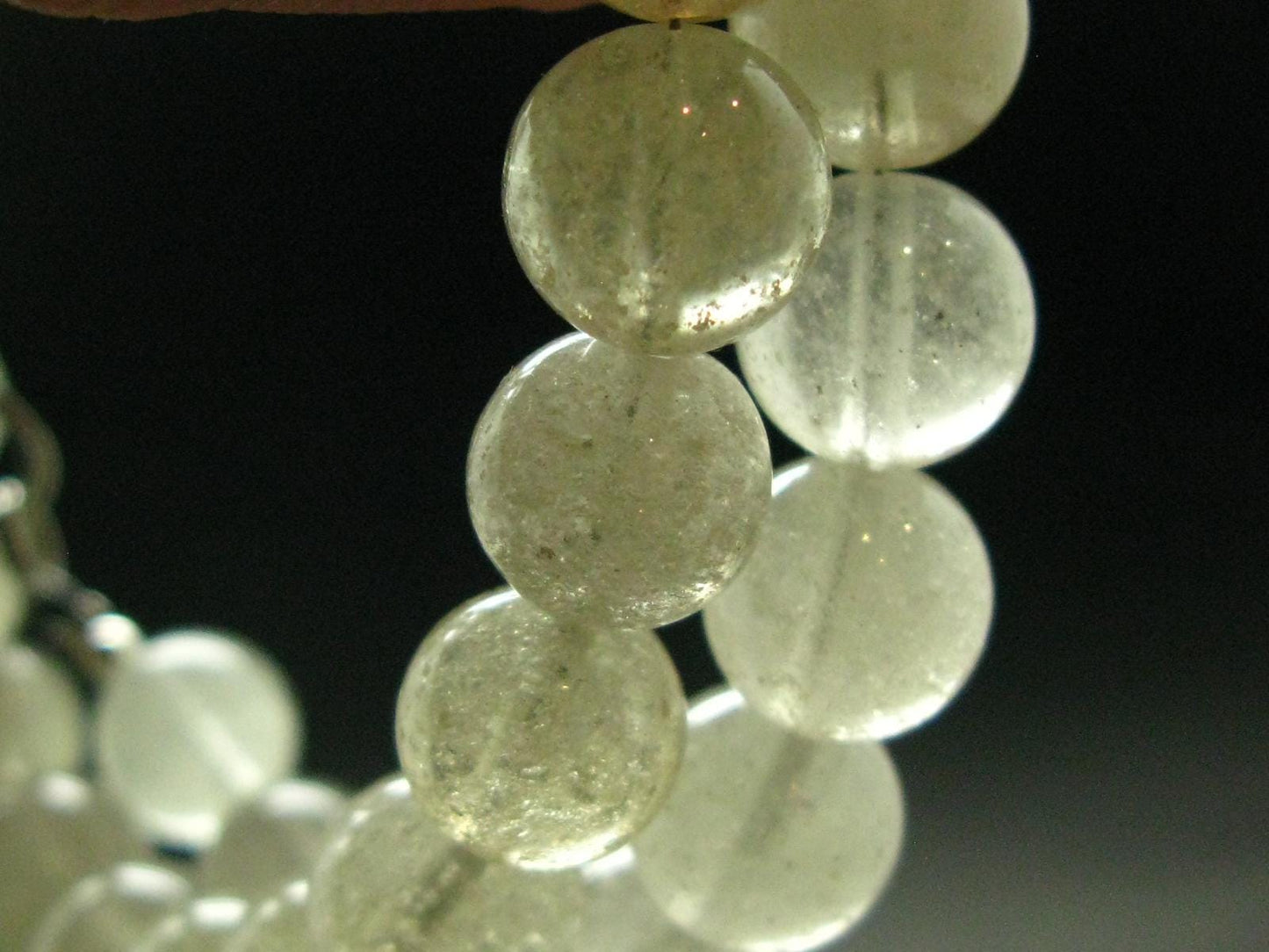 Gem Libyan Desert Glass Tektite Necklace 10 mm Beads from Libya - 19" - 49.0 Grams