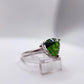 Green Helenite Trillion Cut Ring – Sterling Silver Faceted Gemstone Statement Ring